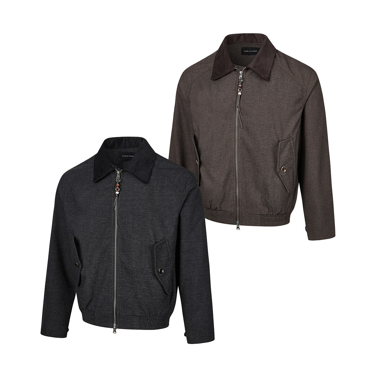 Men's Retro Harrington Jacket – Corduroy Collar, Full-Zip Bomber