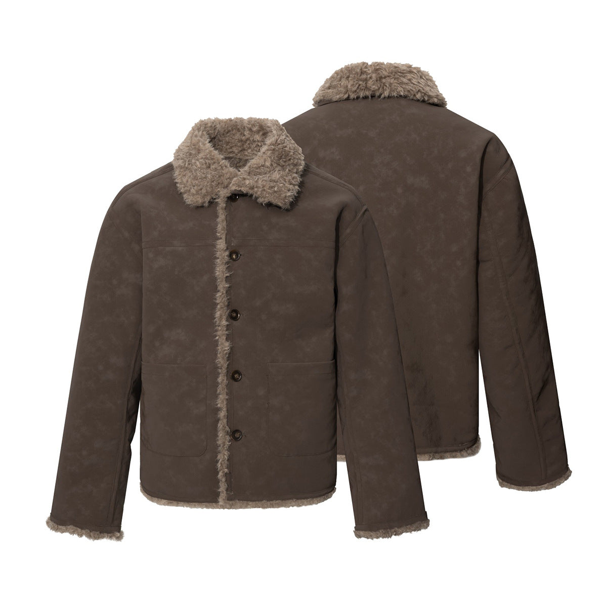 Wendbare Sherpa-Fleecejacke – Kunstfellkragen, beidseitig tragbarer Winterlook