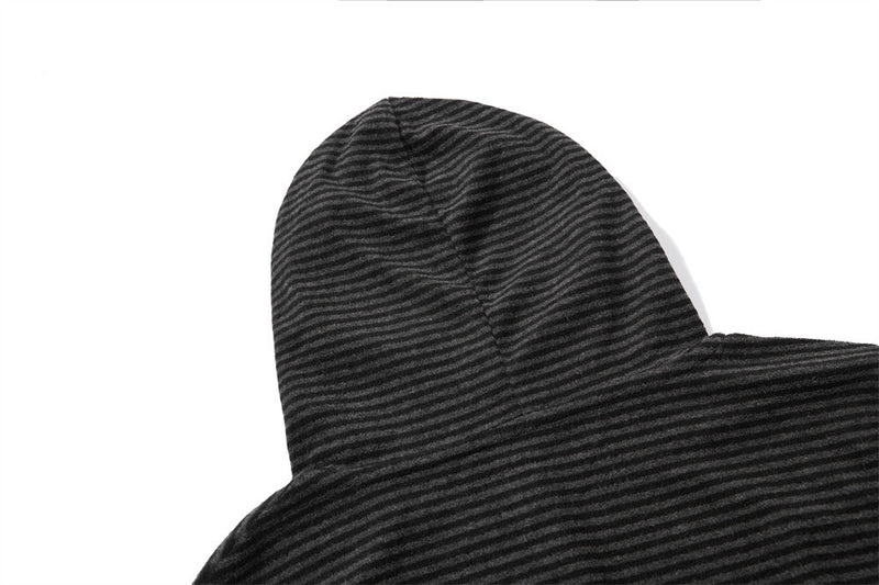 Striped Henley Hoodie – Men's Vintage-Inspired Pullover with Button Placket