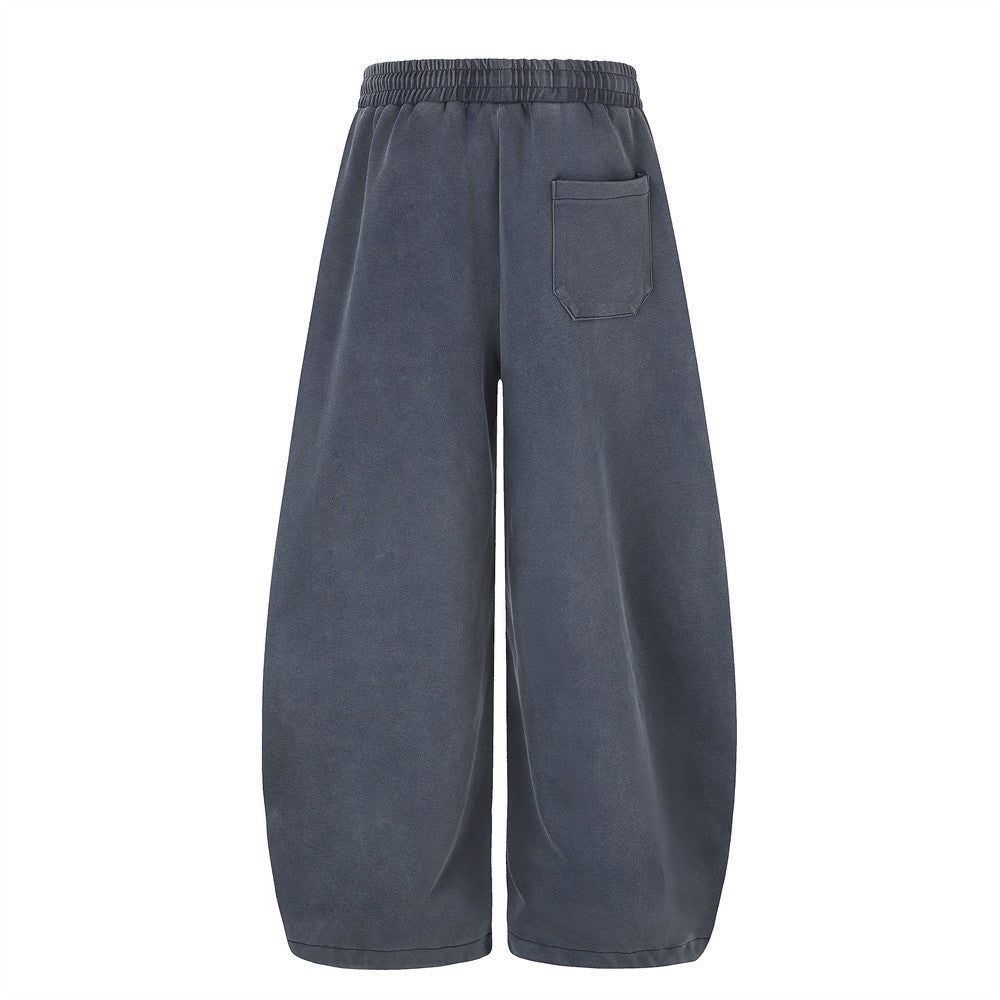 Wide-Leg Sweatpants with Vintage Cross Print & Acid Wash Finish
