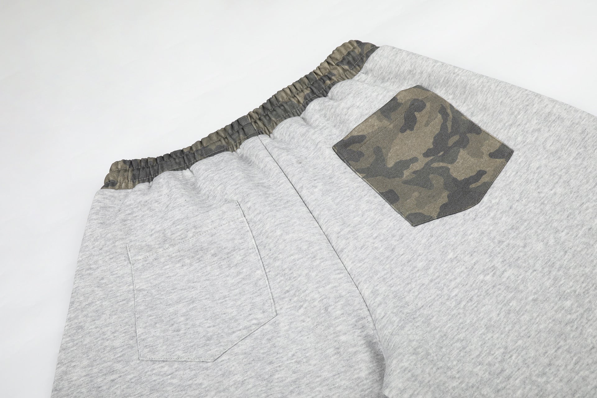Wide-Leg Sweatpants with Camo Waistband and Star Patch