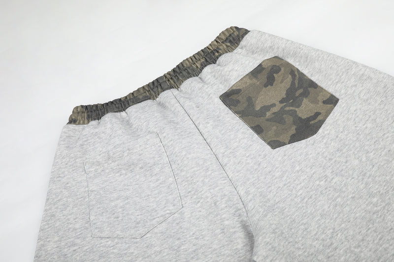 Wide-Leg Sweatpants with Camo Waistband and Star Patch
