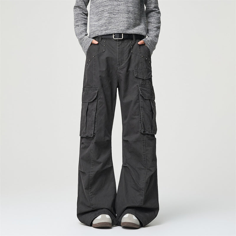 Men's Wide-Leg Cargo Pants – Relaxed Fit Multi-Pocket Workwear Trousers