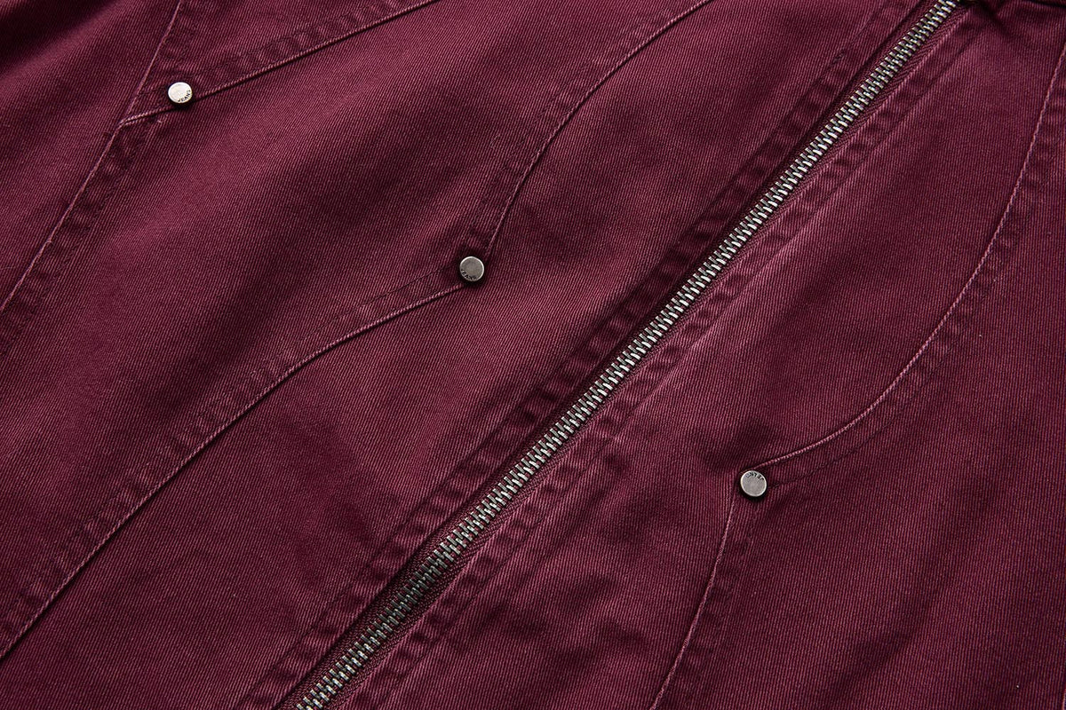 Washed Denim Moto Jacket – Studded Deconstructed Biker Style