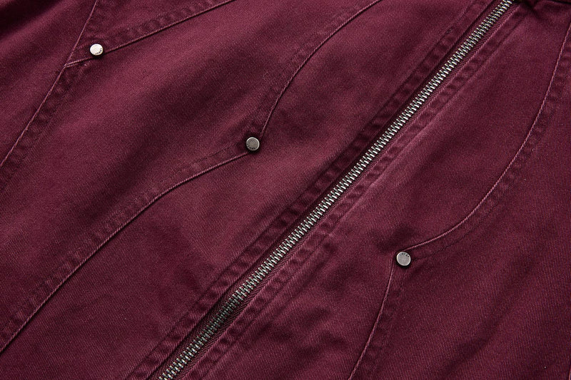 Washed Denim Moto Jacket – Studded Deconstructed Biker Style