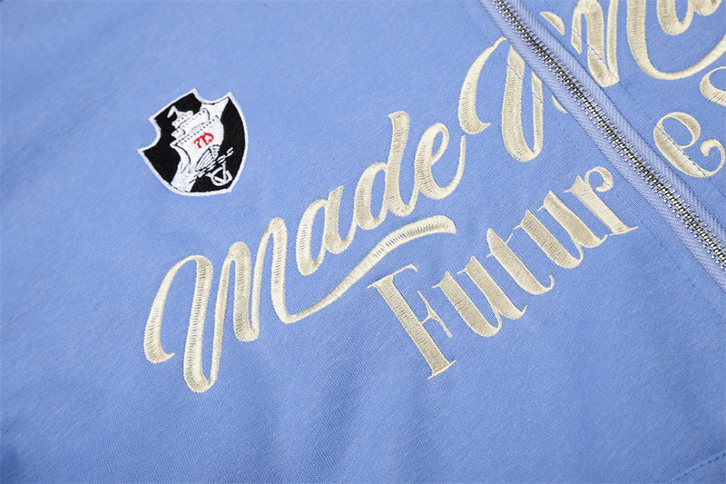 Embroidered Zip-Up Hoodie – Oversized Streetwear Varsity Style
