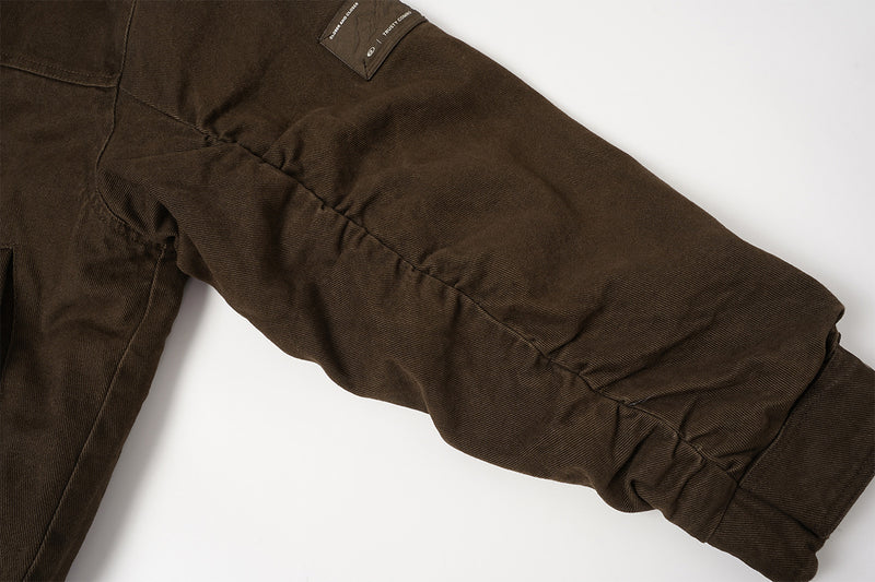 Retro Washed Cotton Bomber Jacket with Sherpa Collar