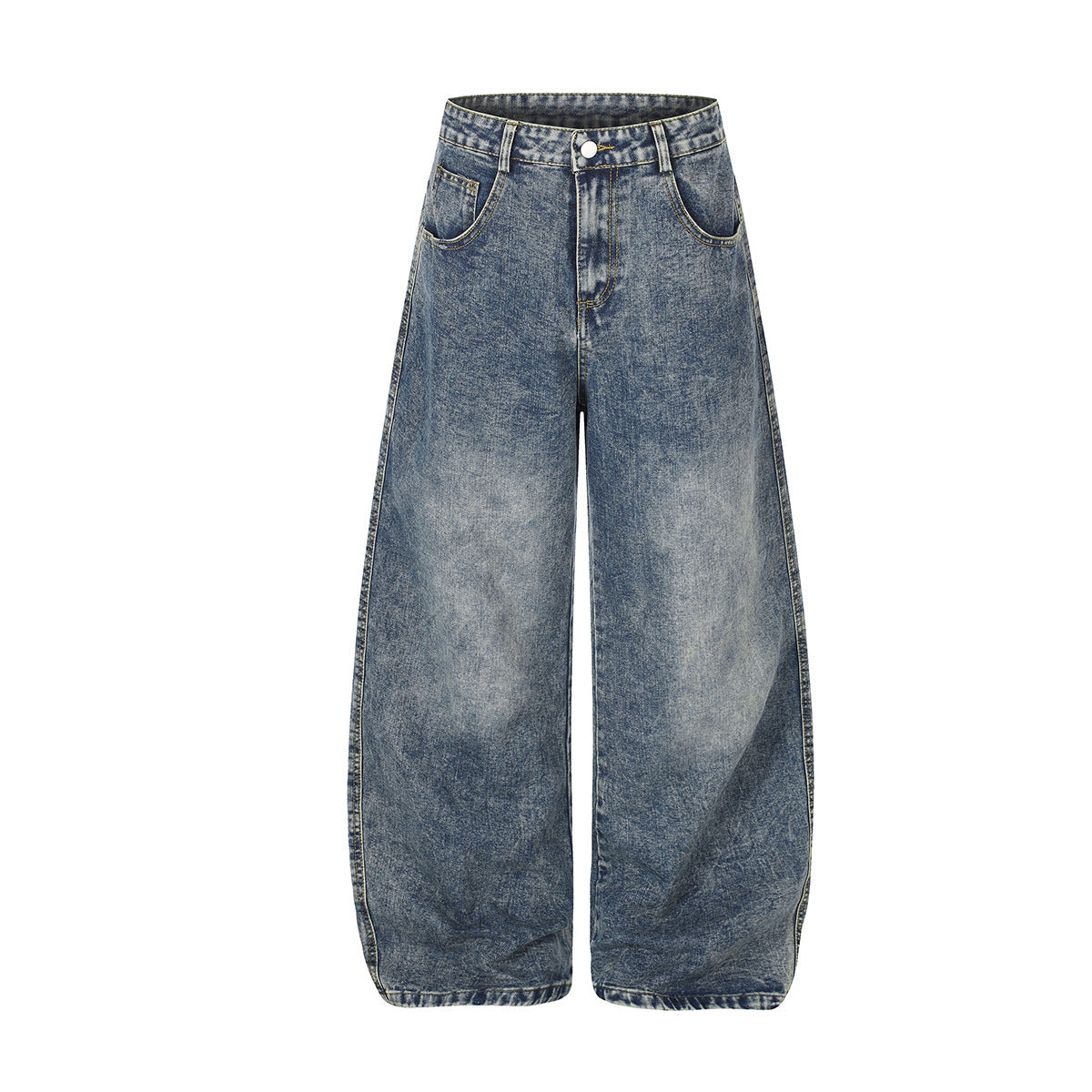 Jean baggy à jambes larges avec poches arrière graphiques – Coupe tonneau oversize