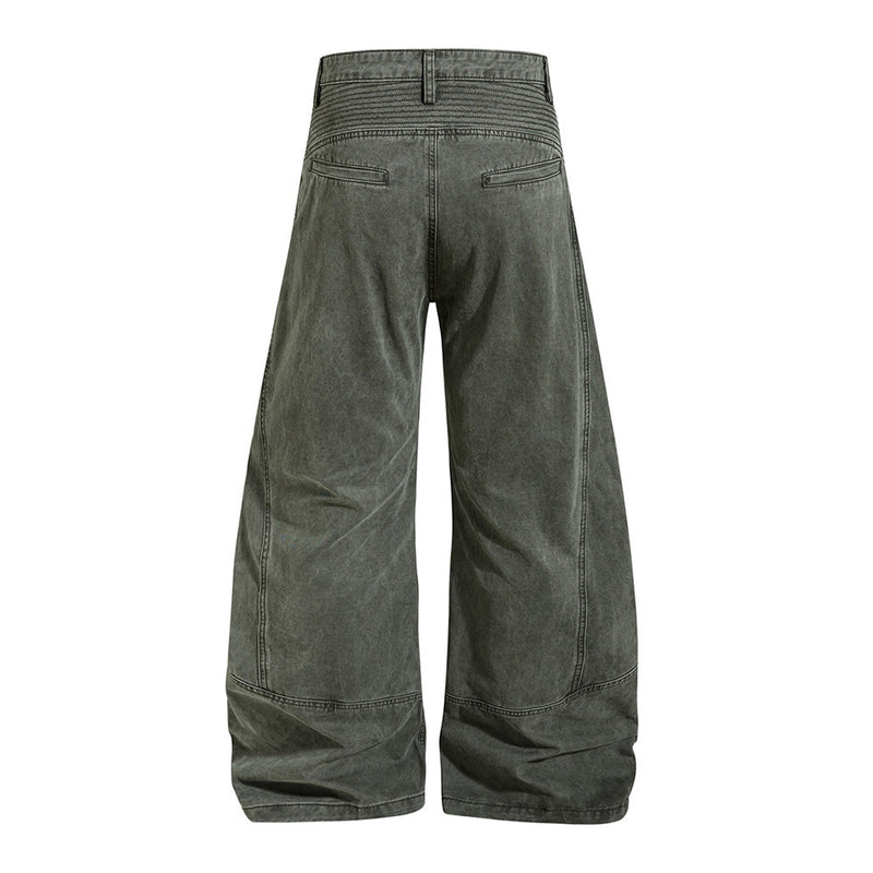 Wide-Leg Patchwork Pants – Deconstructed Arc Seam, Baggy Fit