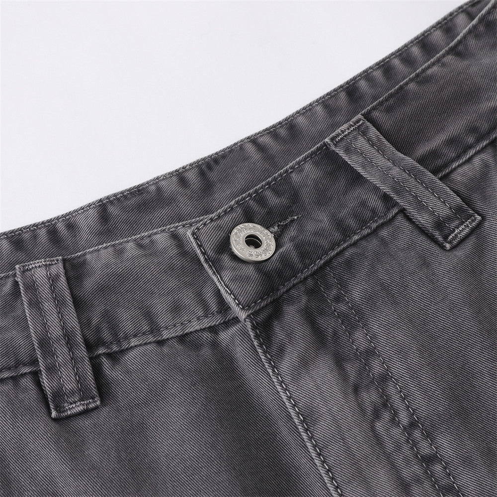 Wide-Leg Cargo Pants – Multi-Pocket Washed Vintage Streetwear Trousers
