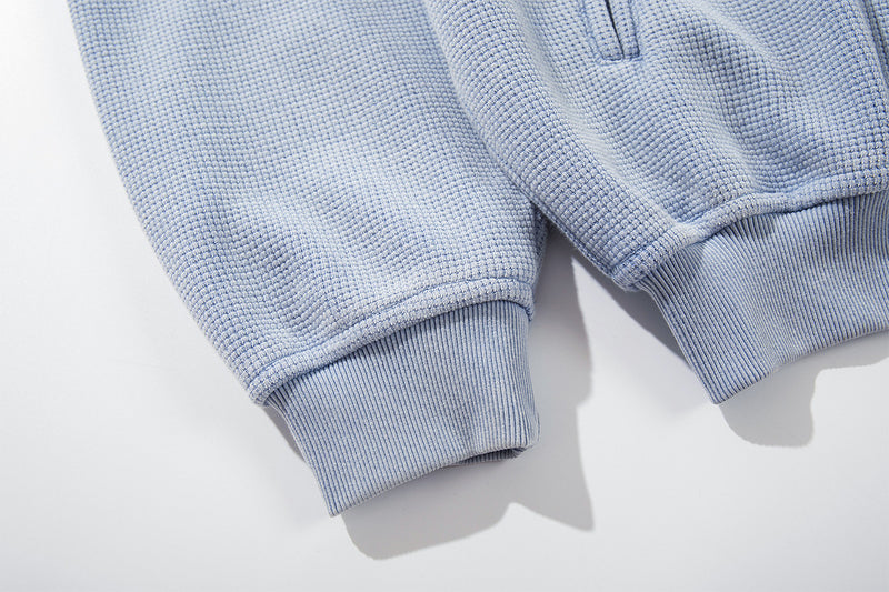 Hooded-Bomberjacke aus Waffelstrick mit Washed-Finish und Metallverschlüssen