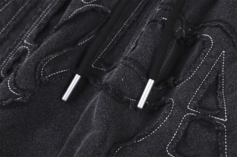 Pantalon de survêtement à jambes larges avec appliqué de lettres gothiques – Streetwear vintage délavé à l’acide