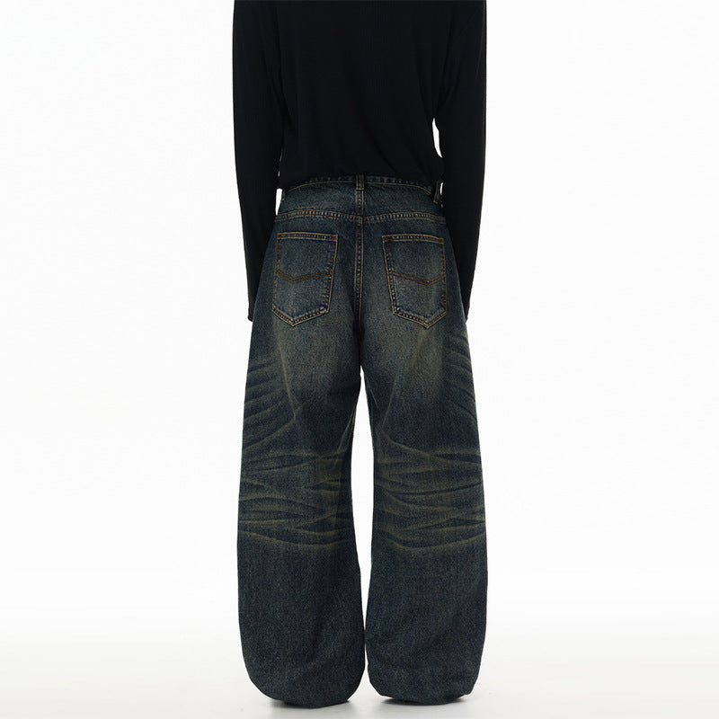 Jean baggy bleu homme – Coupe droite et large délavée vintage