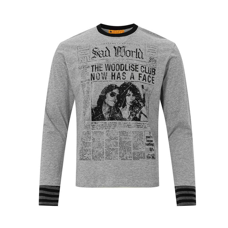 T-shirt à manches longues avec imprimé journal – Motif rock Sad World