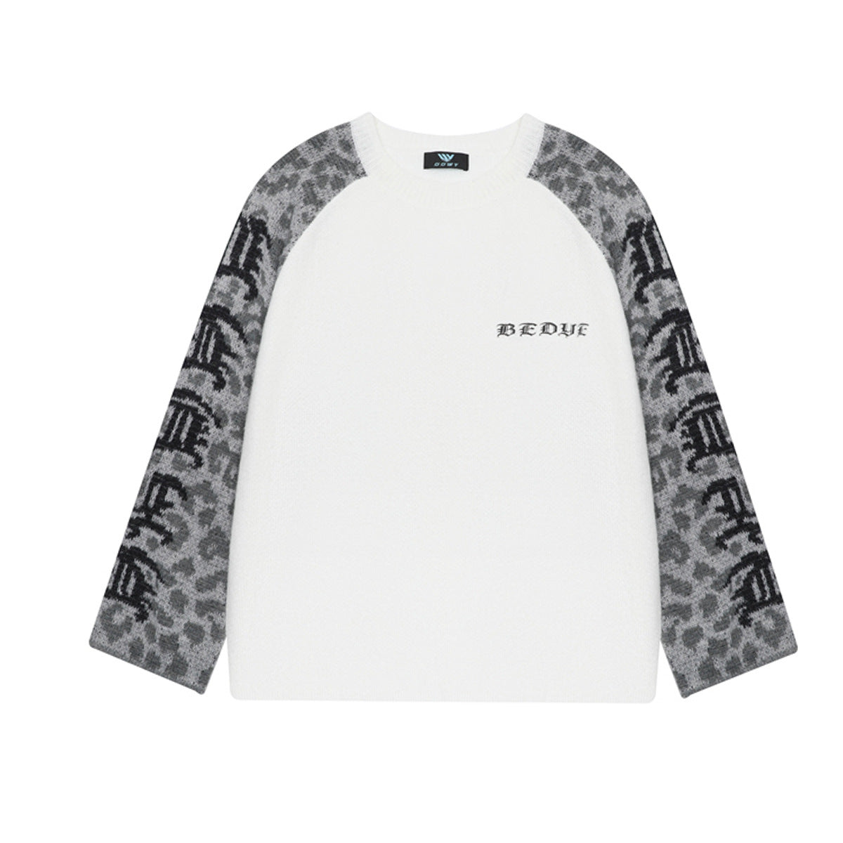 Leopard Print Raglan Knit Sweater – American Vintage Streetwear Crewneck