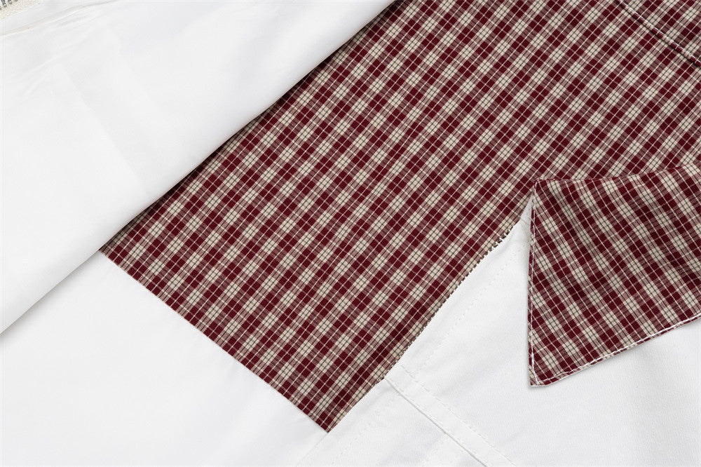 Oversized Harrington Jacket with Contrast Plaid Collar – Men's Relaxed Fit