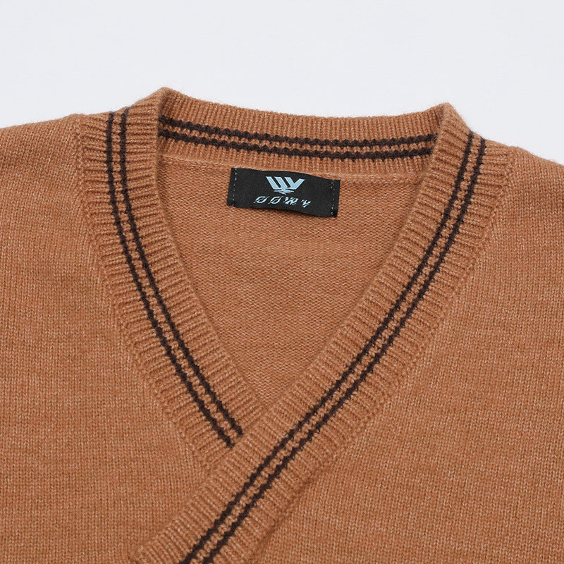 Cat Paw Knit Sweater Vest – V-Neck Jacquard Sleeveless Pullover in Brown