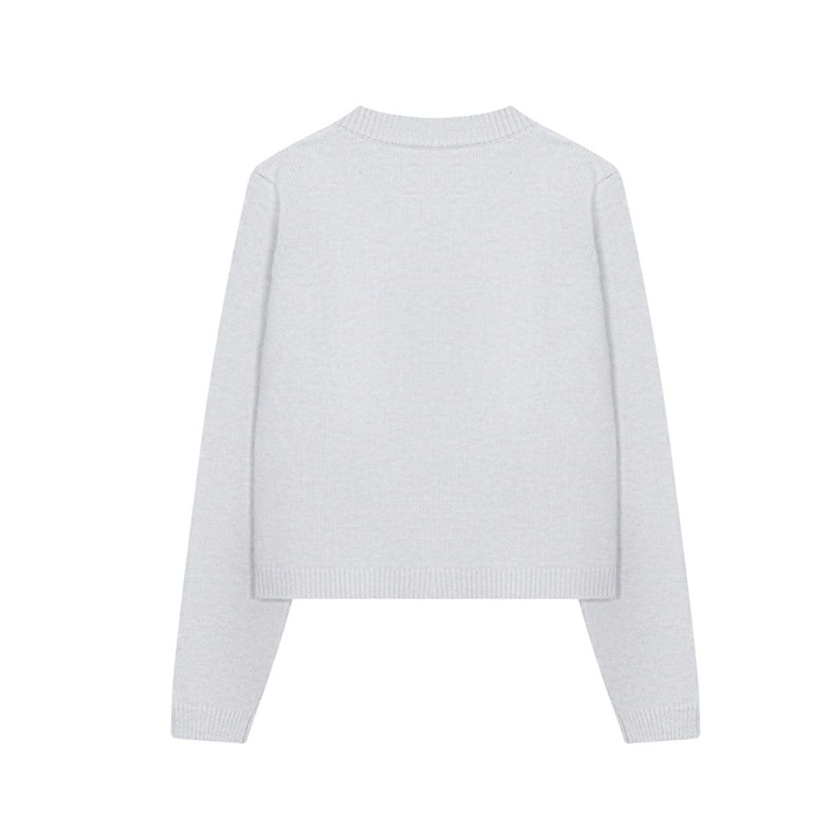 Pixel Bear Jacquard Knit Cardigan Sweater – Round Neck Button-Front