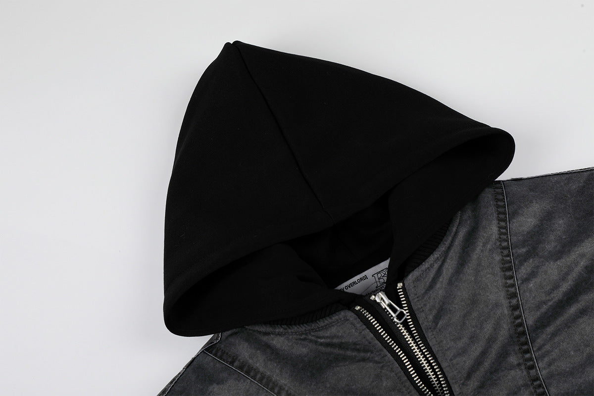 Oversized Padded Bomber Jacket – Faux Two-Piece Hooded Cotton Outerwear