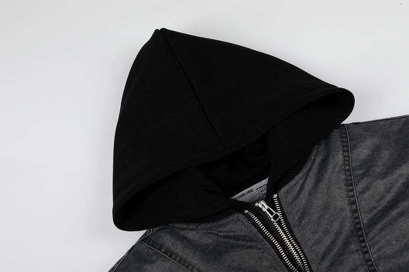 Oversized Padded Bomber Jacket – Faux Two-Piece Hooded Cotton Outerwear