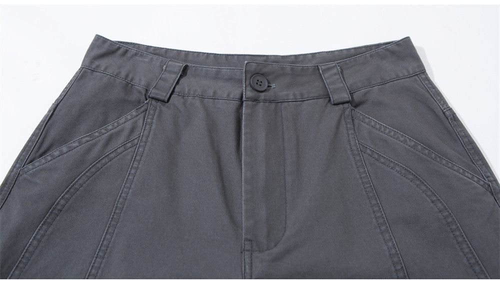 Wide-Leg Utility Pants – Panelled Straight-Fit Workwear Trousers