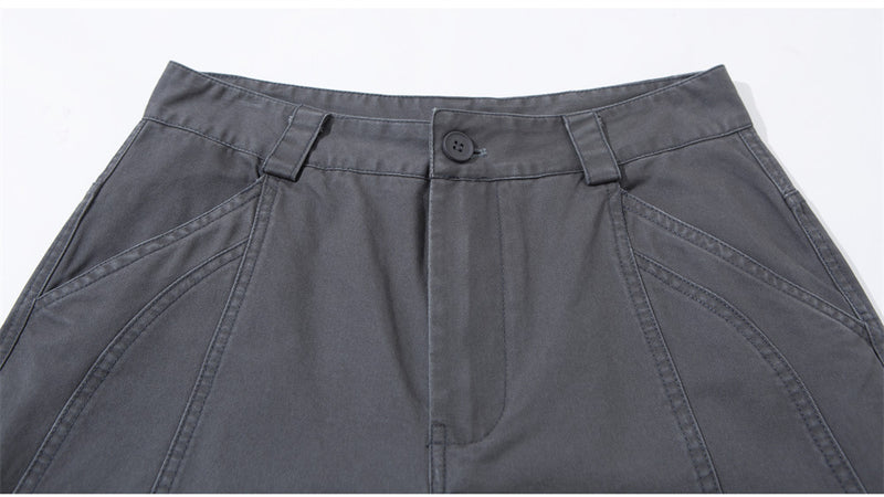 Wide-Leg Utility Pants – Panelled Straight-Fit Workwear Trousers