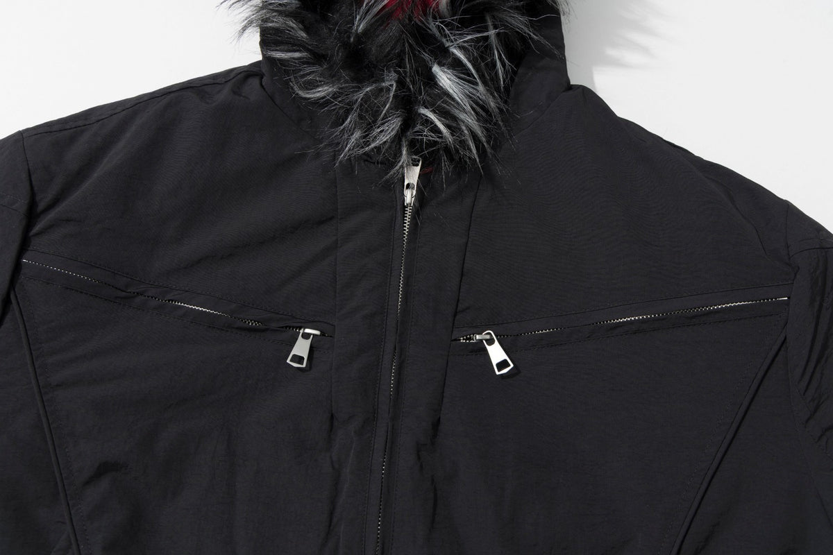 Padded Bomber Jacket with Faux Fur Hood Trim – Men's Winter Coat