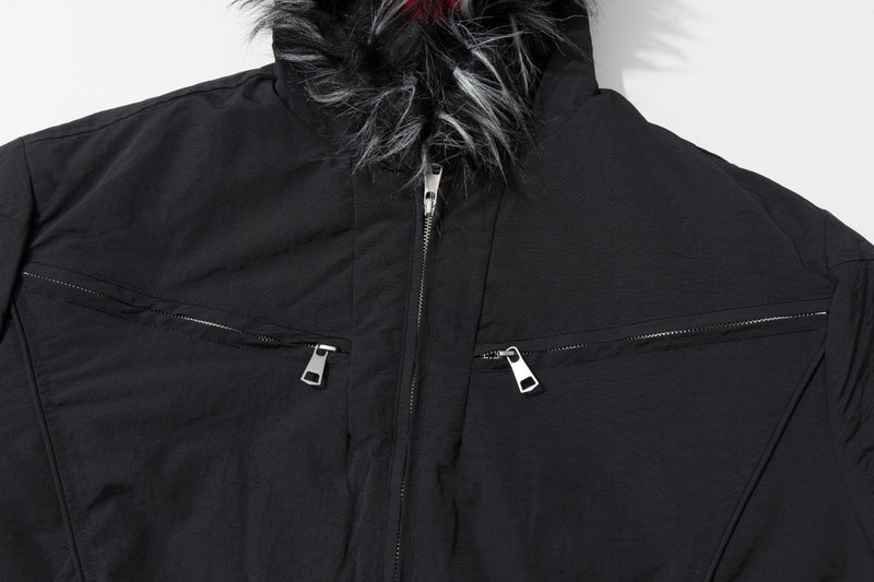Padded Bomber Jacket with Faux Fur Hood Trim – Men's Winter Coat