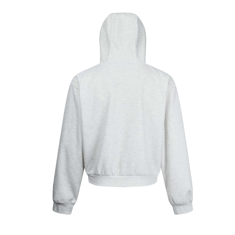 Sweat à capuche court zippé – Sweat intégralement zippé à manches raglan côtelées