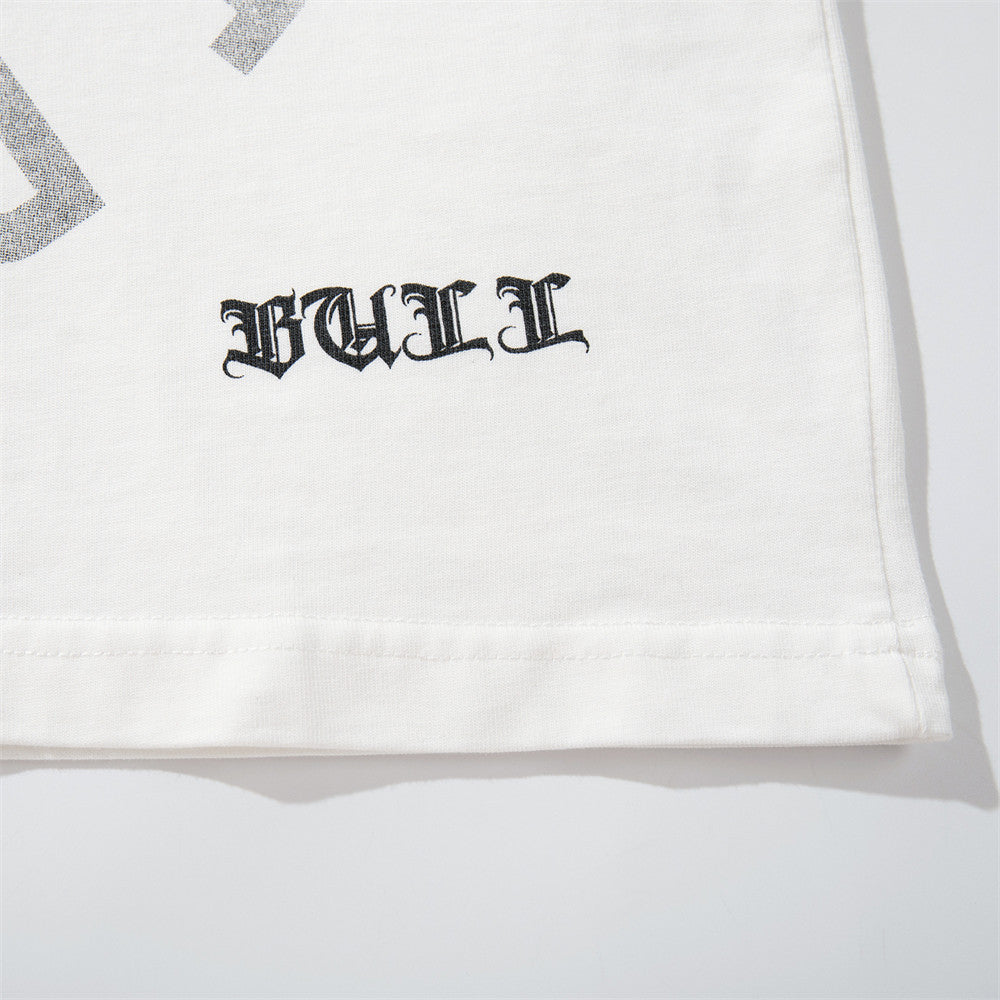 T-shirt oversize à manches longues graphique – Imprimé texte spiralé usé, col rond