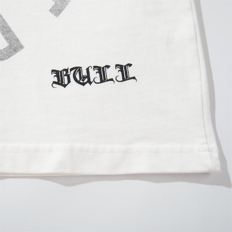T-shirt oversize à manches longues graphique – Imprimé texte spiralé usé, col rond