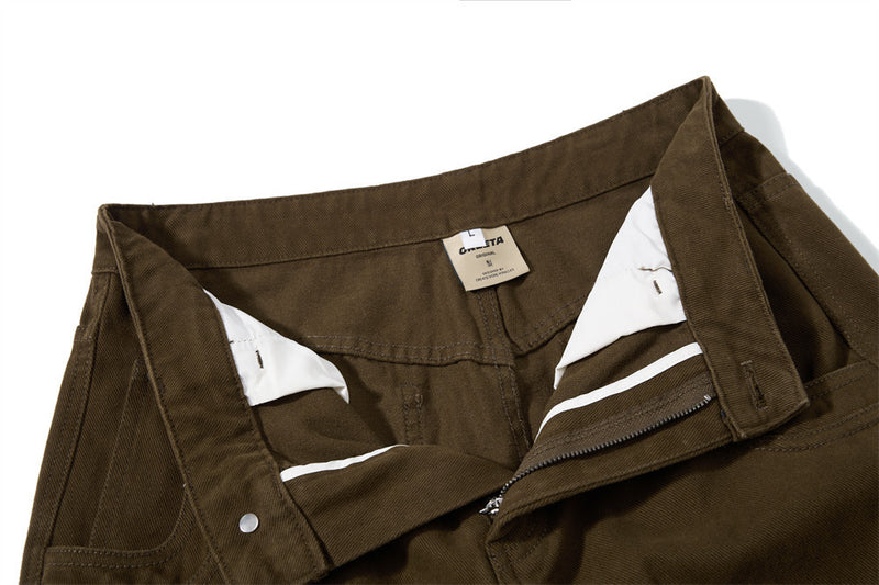 Men's Deconstructed Flare Cargo Pants with Ruched Pockets & Zip Detail