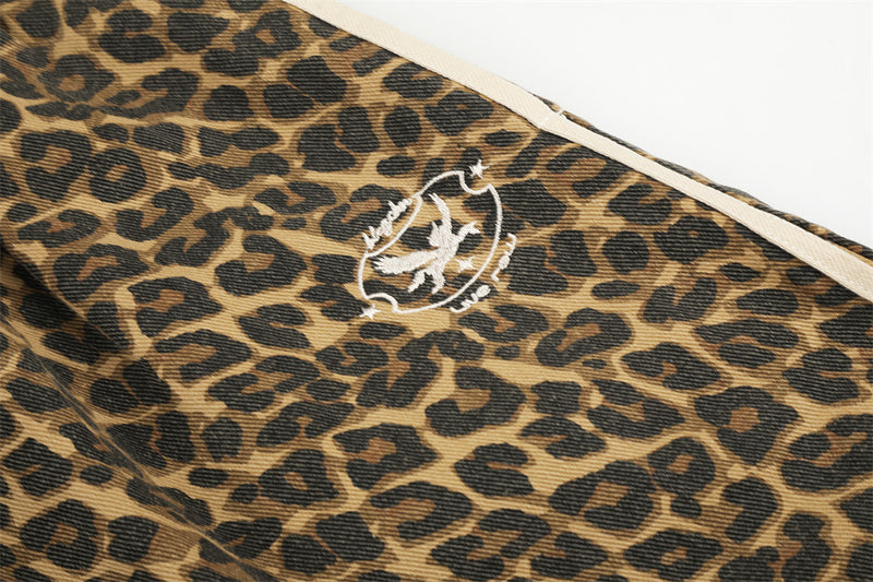 Leopard Print Wide-Leg Track Pants – Loose Fit Streetwear Sweatpants with Side