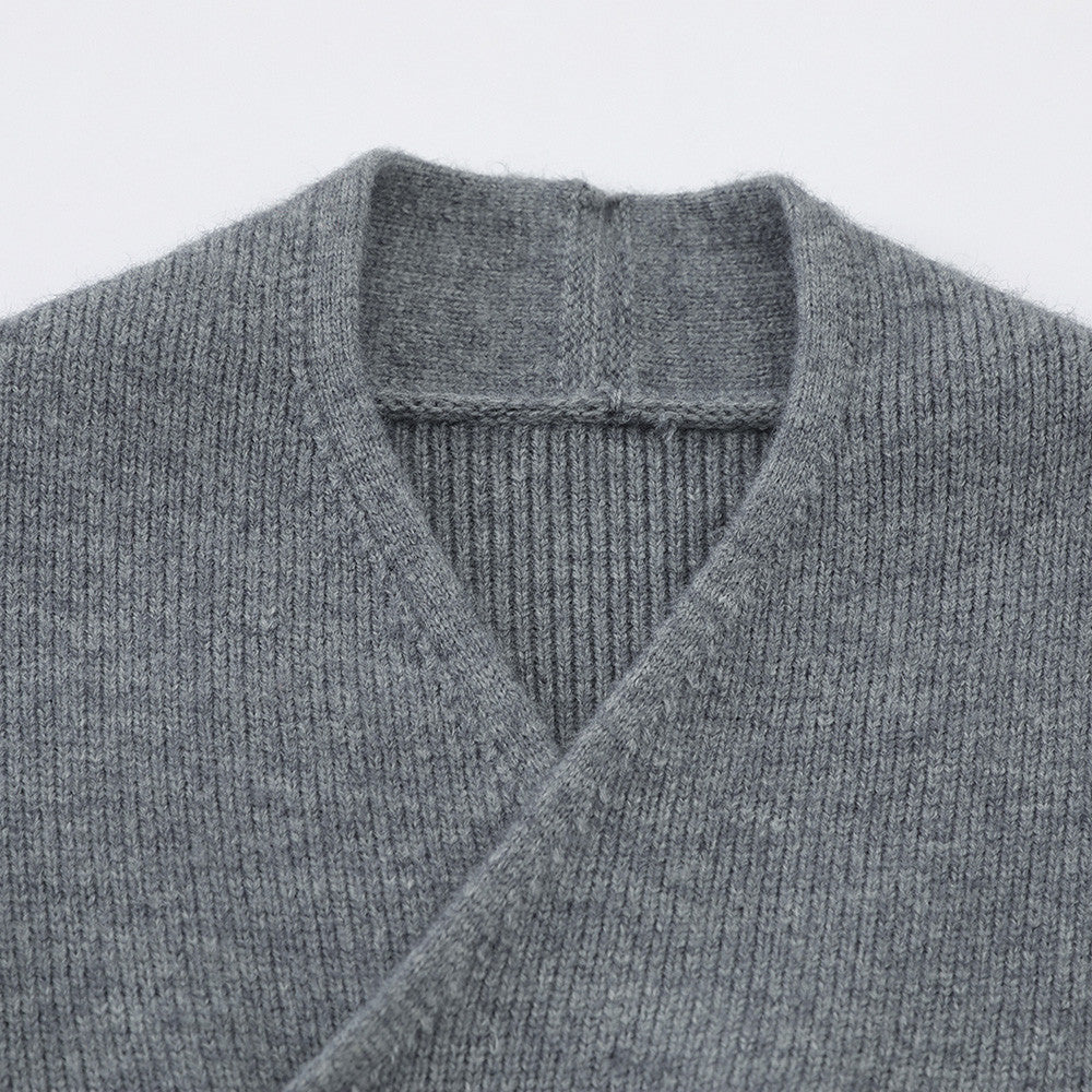 Double-Breasted V-Neck Knit Cardigan – Men's Relaxed Fit Sweater Jacket