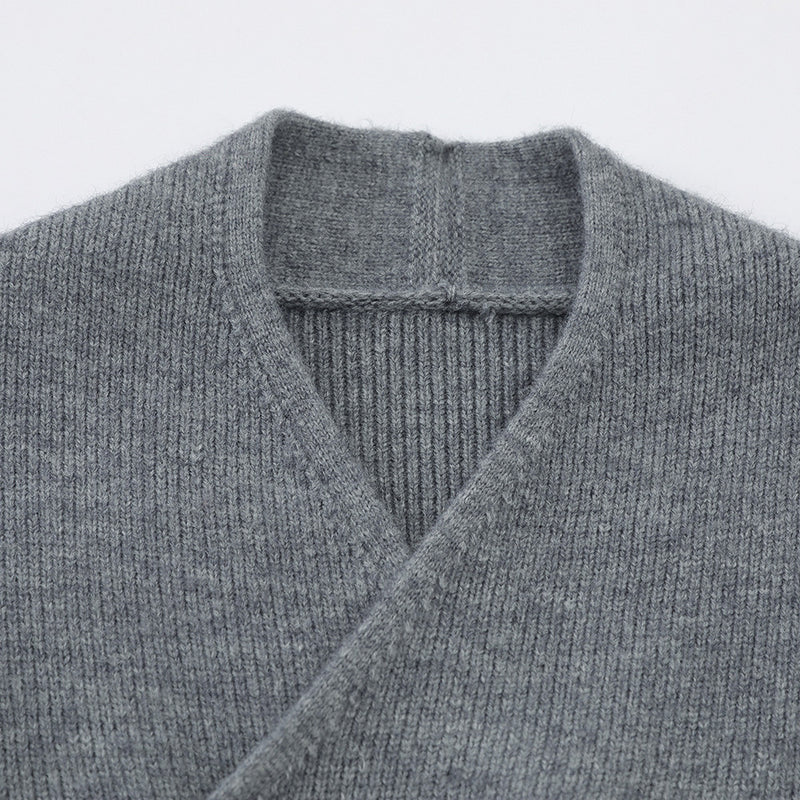 Double-Breasted V-Neck Knit Cardigan – Men's Relaxed Fit Sweater Jacket