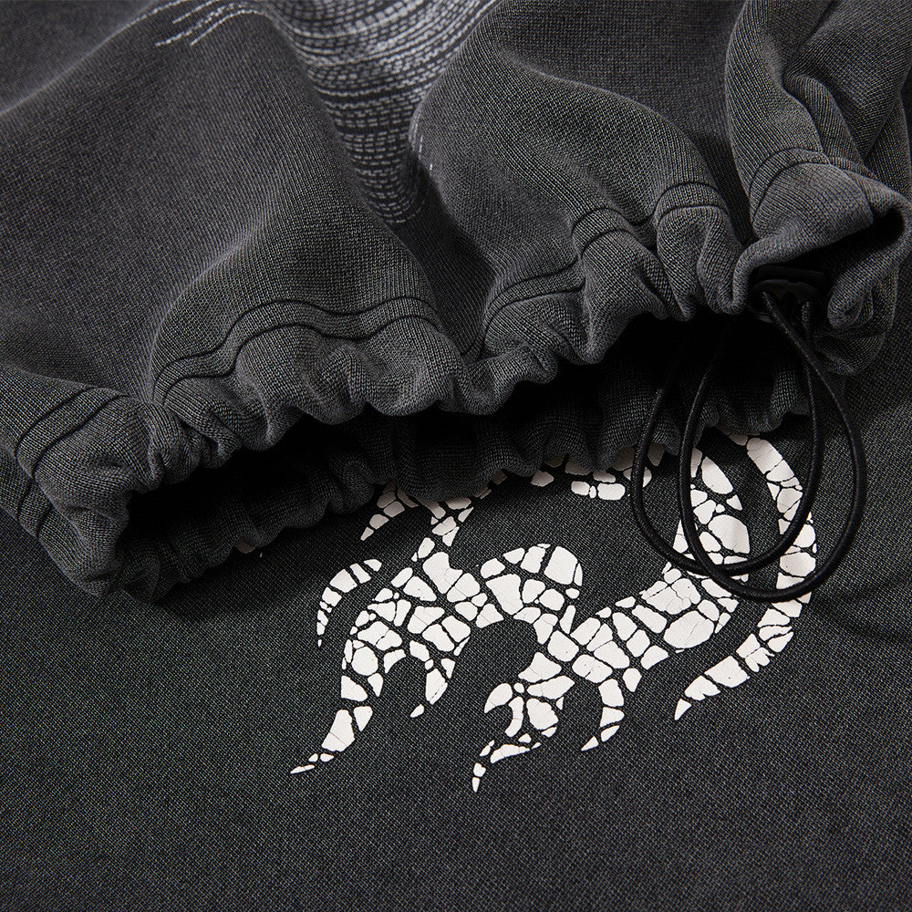 Wide-Leg Sweatpants with Cracked Letter Print and Lightning Graphic