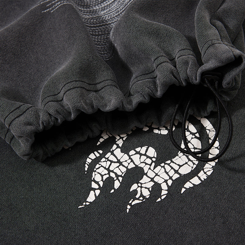 Wide-Leg Sweatpants with Cracked Letter Print and Lightning Graphic