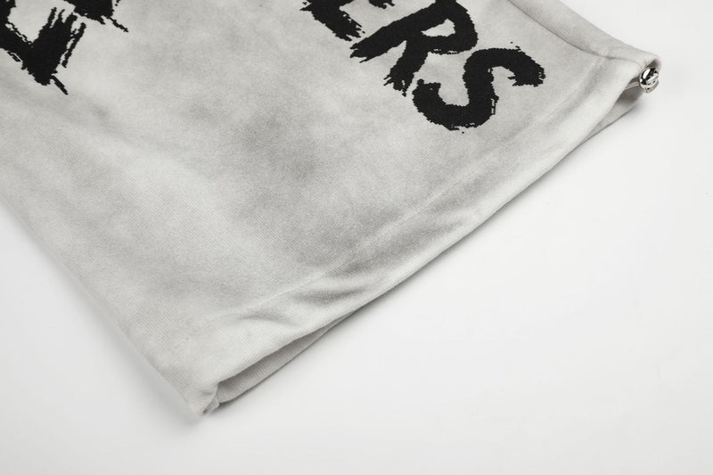 Wide-Leg Graffiti Print Sweatpants – Acid Wash Baggy Fit