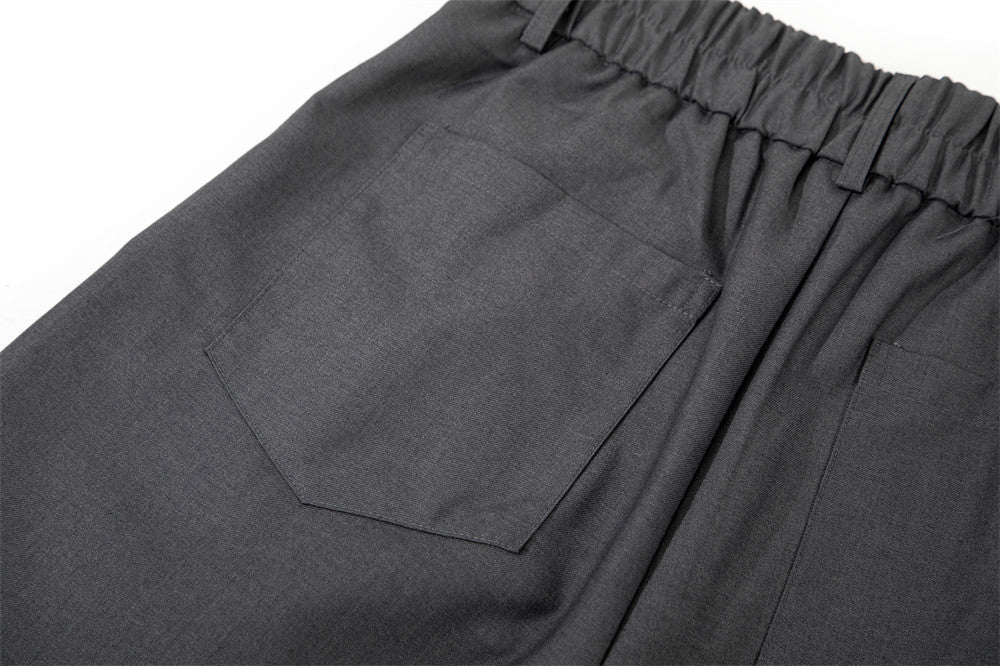 Wide-Leg Pleated Culottes Shorts with Button Fly