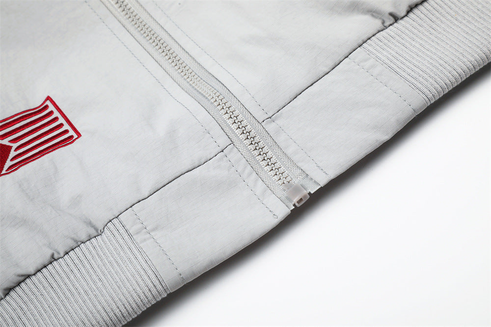 Veste de survêtement homme color block et pantalon assorti à jambes larges – col cheminée à trois rayures
