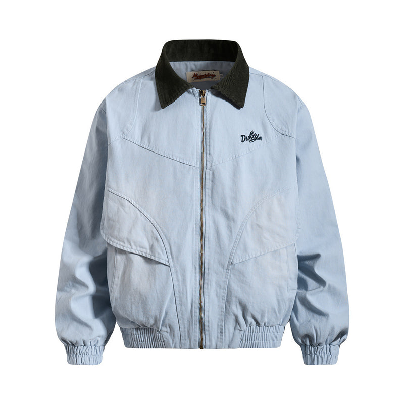 Chaqueta workwear vintage americana de lona para hombre con cuello de pana
