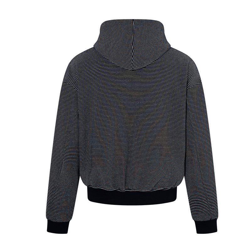 Gestreifter Zip-Hoodie im kastigen Oversized-Schnitt mit Fleece-Innenfutter