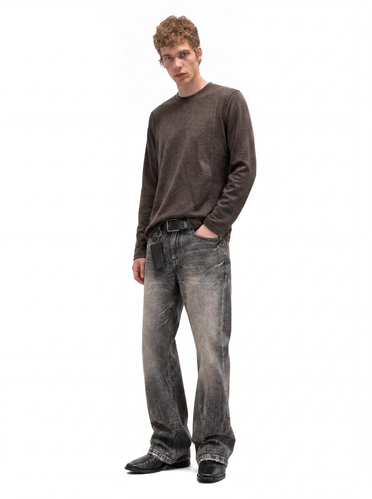 Men's Long Sleeve Crew Neck Shirt – Relaxed Fit Solid Tee