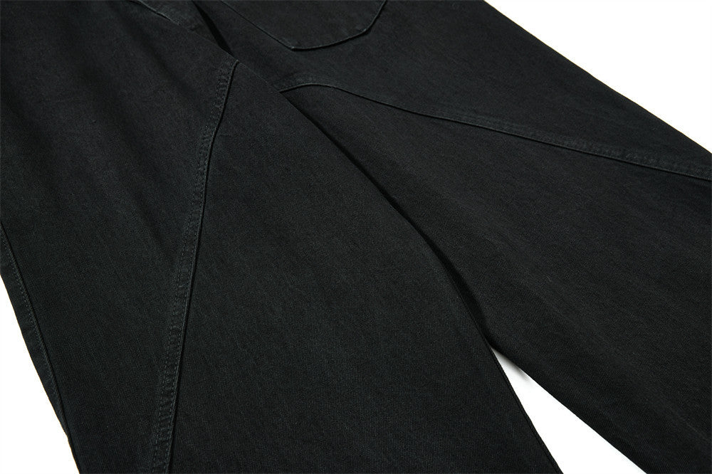 Wide-Leg-Carpenter-Jeans – Herrenjeans aus gewaschenem Denim mit asymmetrischer Knopfleiste und Utility-Details