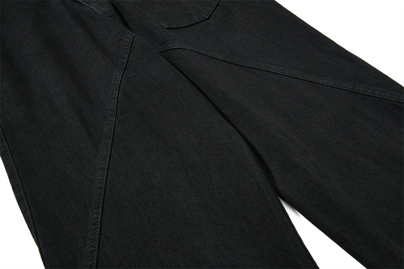 Wide-Leg-Carpenter-Jeans – Herrenjeans aus gewaschenem Denim mit asymmetrischer Knopfleiste und Utility-Details