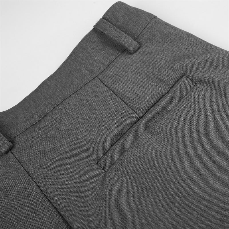 Wide-Leg Pleated Dress Pants with Metal Button Fly