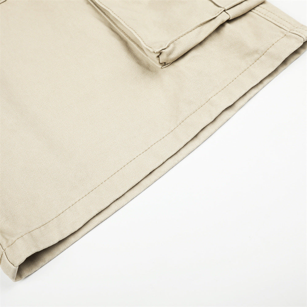 RVNTENG Letter Embroidery Cargo Shorts – Men's Wide Leg Street Style