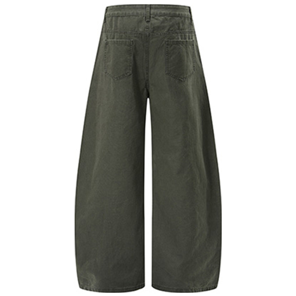 Wide-Leg Barrel Pants – Men's Vintage Punk Reconstructed Arc-Cut Trousers