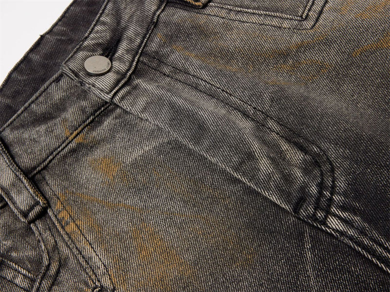 Distressed Baggy Wide-Leg Jeans – Men's Punk Washed Straight-Cut Denim with