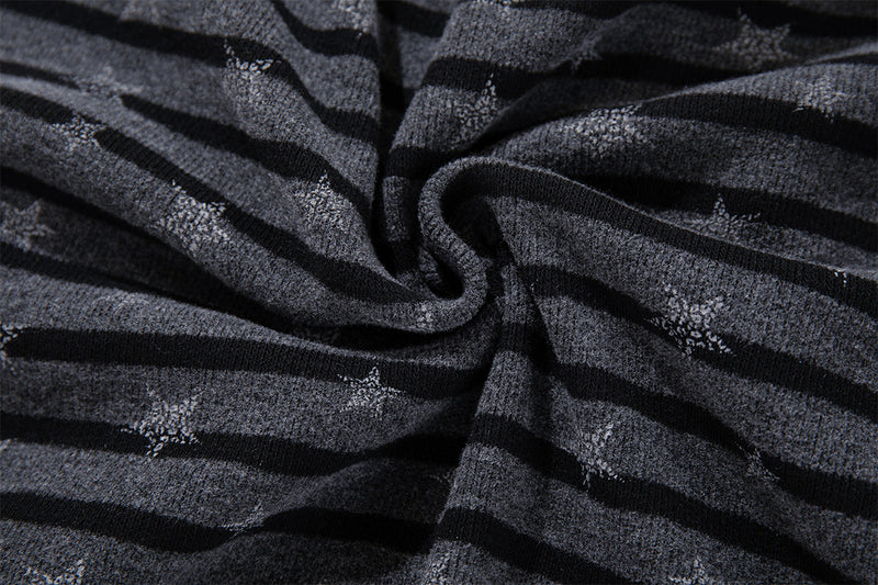 Striped Star Print Zip-Up Hoodie – Relaxed Fit Full-Zip Sweatshirt